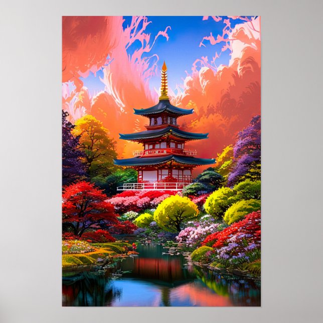Poster Forte Retração, Pagoda Japonês (Frente)