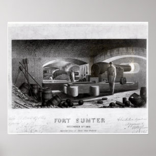 Poster Forte Sumter, vista interior da bateria de arma