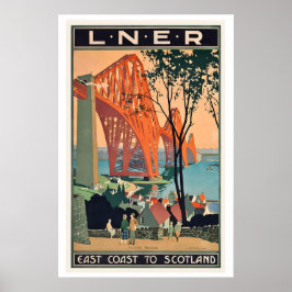 Poster Forth Bridge East Coast to Scotland Vintage Travel
