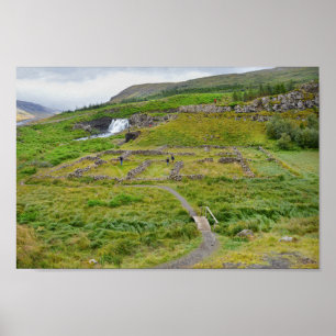 Poster Fossarrett Waterfall, Islândia