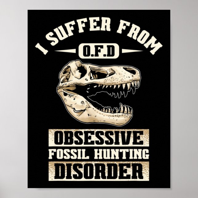 Poster Fóssil caçando Dinossauros Ossos Paleontólogo Foss (Frente)