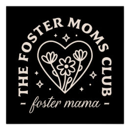 Póster Foster care mães group retro vintage black