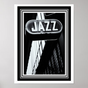 Poster Foto 12 x 16 do jazz do vintage B&W