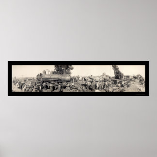 Póster Foto 1909 do Train Wreck Illinois