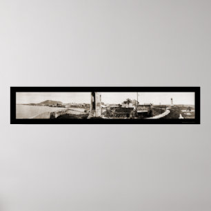 Póster Foto 1913 da parede de mar da Cidade do Panamá