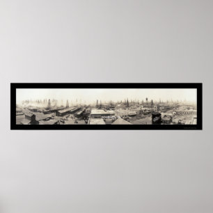 Póster Foto 1919 do campo petrolífero & da cidade de