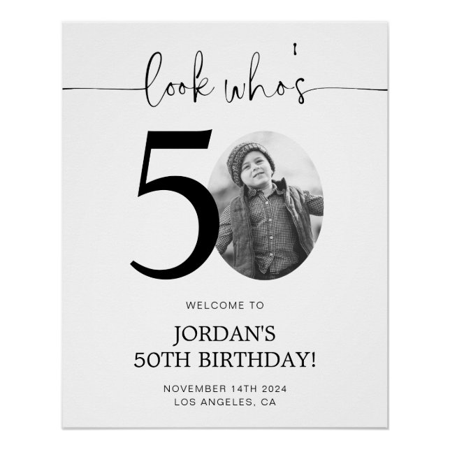 Póster Foto 50º Sinal de Boas-vindas de Aniversário | Olh (Frente)