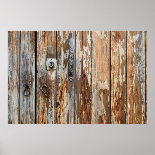 Poster Foto aproximada do conselho de madeira marrom (Frente)