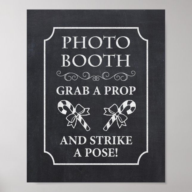 Poster Foto: Booth Christmas Chalkboard Sinal (Frente)