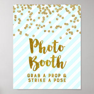 Poster Foto Booth Sign Sky Blue Strips