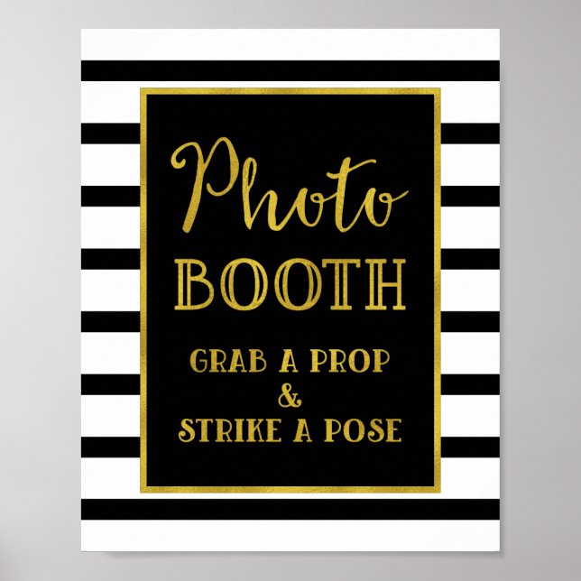 Póster Foto Booth Sinal Dourado Black Strips (Frente)
