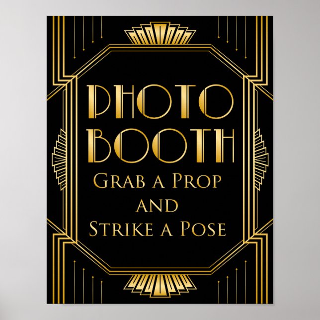 Poster Foto: Booth Wedding Sign | Gatsby Art Deco (Frente)