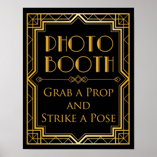 Póster Foto: Booth Wedding Sign | Gatsby Art Deco (Frente)