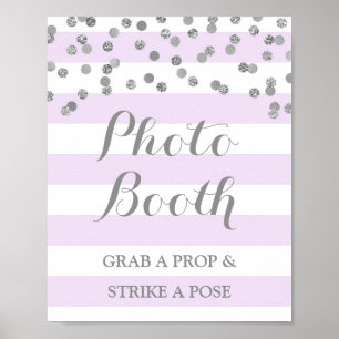 Poster Foto: Booth Wedding Sign Purple Silver Confetti