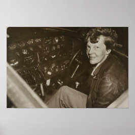 Poster Foto Candidata de Amelia Earhart no Cockpit do Avi