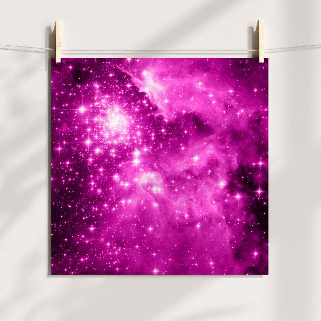 Poster Foto Celestial Pintada de Estrelas Rosadas (Pink Stars Tinted Celestial Photo)