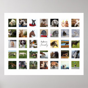 Póster FOTO COLAGE WALL ART -34 Quadrados Instagram Fotos