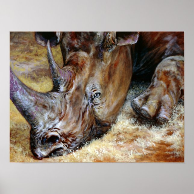 Póster Foto Colorida Rinoceronte Impressa (Frente)