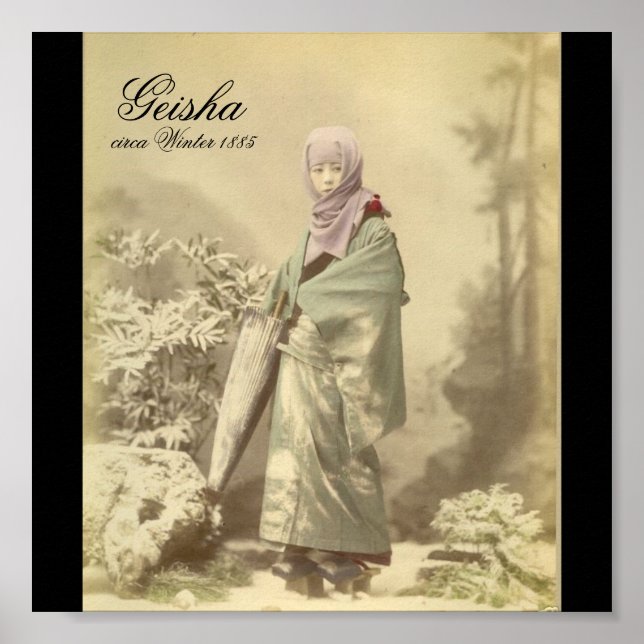 Poster Foto da antiga Geisha por volta do inverno de 1885 (Frente)