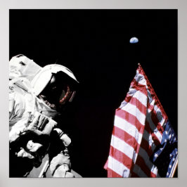 Póster Foto da Bandeira Americana do Astronauta da NASA A