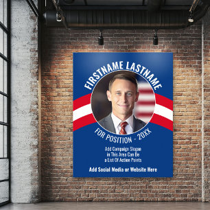 Poster Foto da campanha com tipo curvo - Azul branco verm