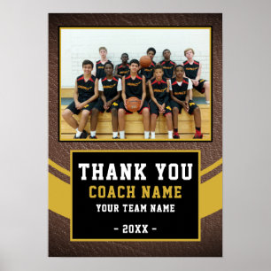 Poster Foto da Equipe Basquete Treinador Obrigado