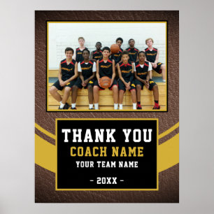 Poster Foto da Equipe Basquete Treinador Obrigado 