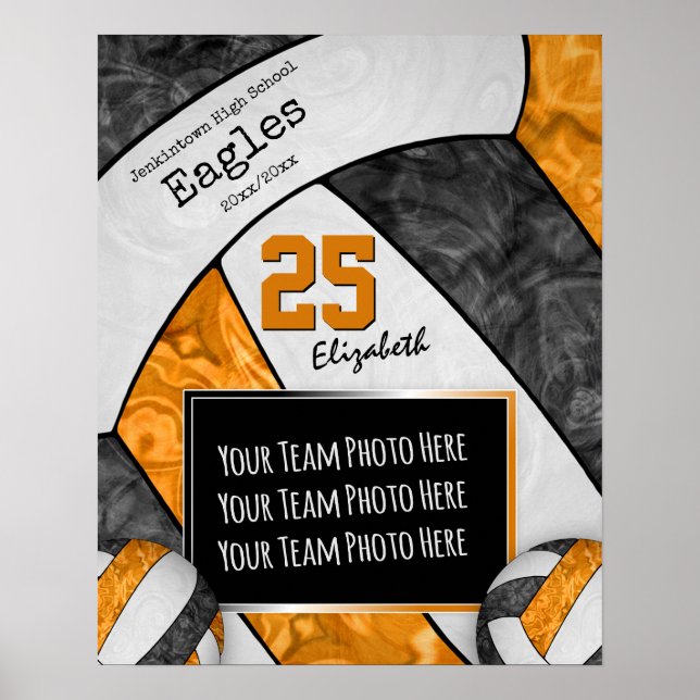 Poster foto da equipe de vôlei das garotas de laranja-pre (Frente)