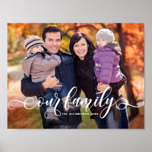 Póster Foto da Família de Sobreposição de Caligrafia Mode