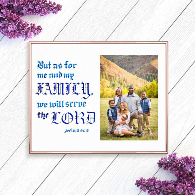 Poster Foto da família Joshua 24 15 Verso da Bíblia (Family Photo Bible Verse Print)