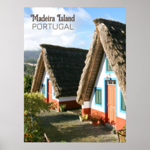 Poster Foto da Ilha Madeira com Habitações Típicas, Portu