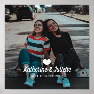 Poster Foto da melhor amiga do coração branco moderno