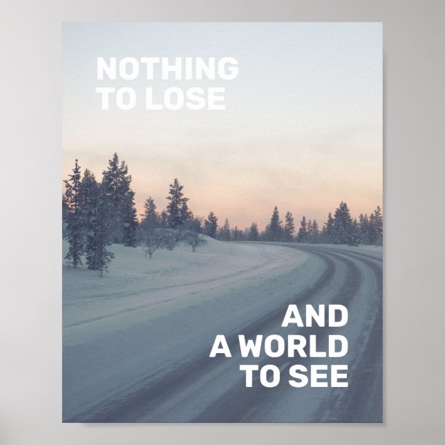 Poster Foto da natureza da Cinza rosa com citação de Viag (Frente)