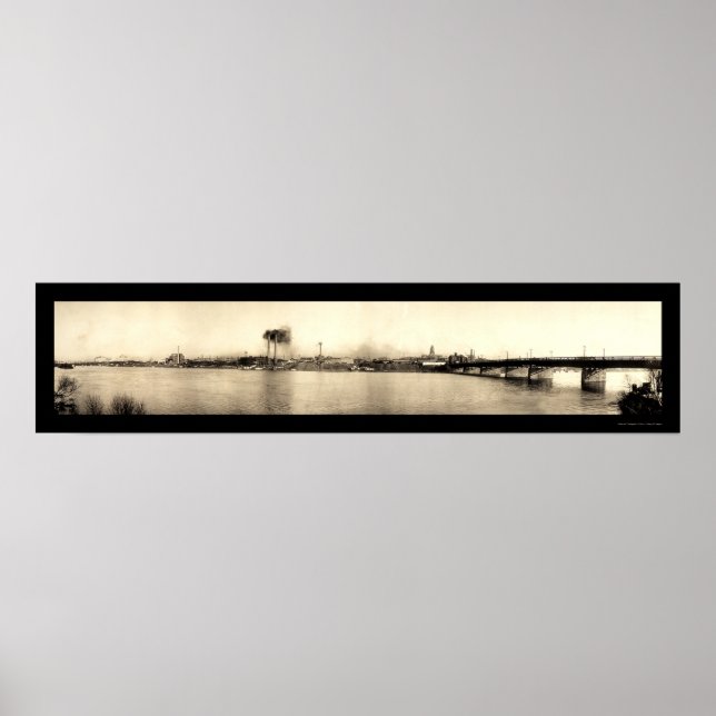 Póster Foto da ponte Terre Haute 1913 (Frente)
