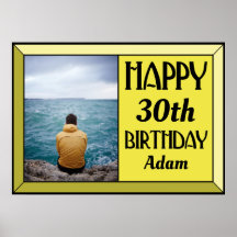 Foto de Aniversário Art Déco Amarela de 30 anos