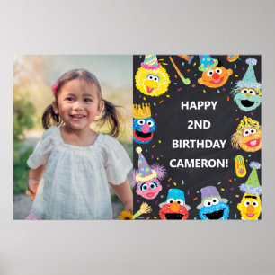 Poster Foto de Aniversário do Sesame Street Pals Confetti