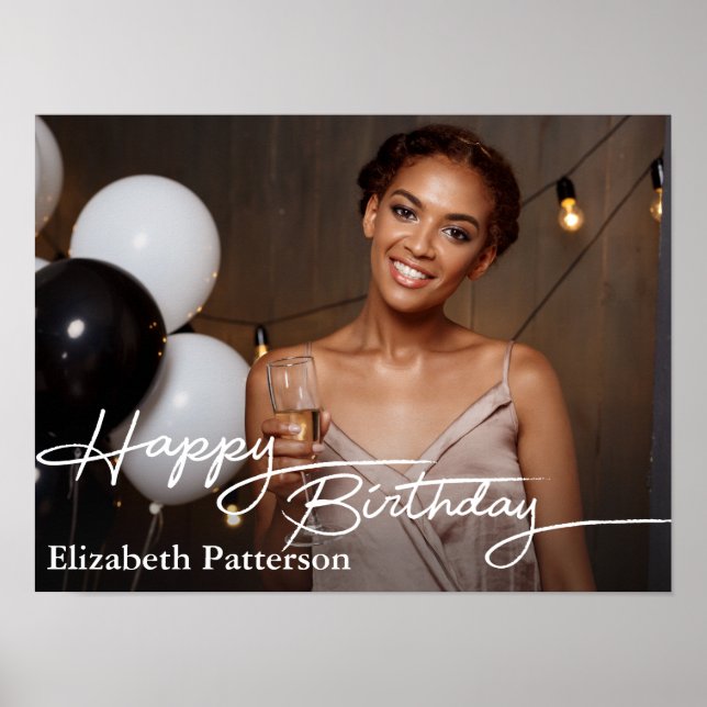 Poster Foto de aniversário feliz clássico (Frente)