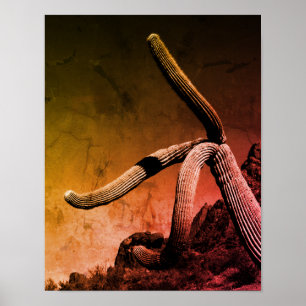 Poster Foto de Arte Saguaro Cactus em Estilo Russo