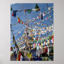 Póster Foto de Bandeiras budistas tibetanas