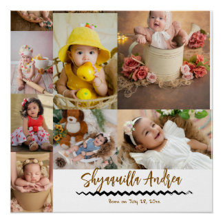 Póster foto de bebê fofo - 9 fotos e texto personalizado