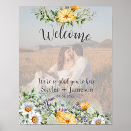 Poster Foto de boas-vindas ao casamento Colorful Wildflow