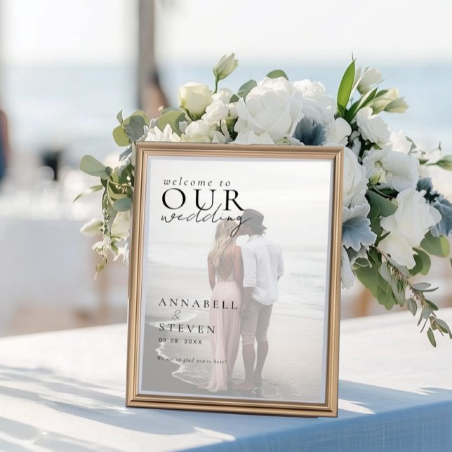 Poster Foto de boas-vindas ao nosso casamento (Photo WELCOME TO OUR WEDDING Poster with your Photo, Names & Date.)