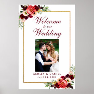 Poster Foto de Boas-vindas de Casamento Boho Floral Borgo