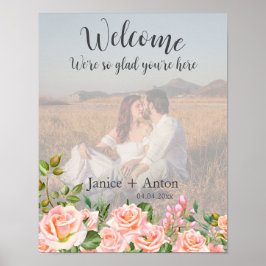 Poster Foto de boas-vindas do Casamento Botânico Rosa-Ros