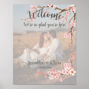 Poster Foto de boas-vindas do Casamento Cherry Blossom