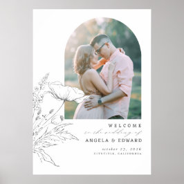 Poster Foto de Boas-vindas do Casamento de Flores Selvage