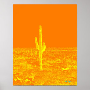 Poster Foto de Cactus Art Laranja Arizona Amarela Diversã