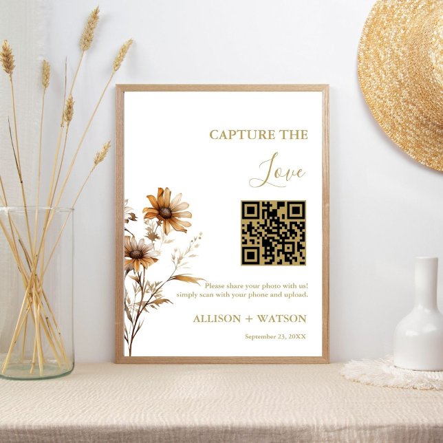 Poster Foto de casamento Boho Captura Amor QR code (Criador carregado)