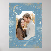 Foto de Casamento Celestial Luz Azul Estrelas Lua