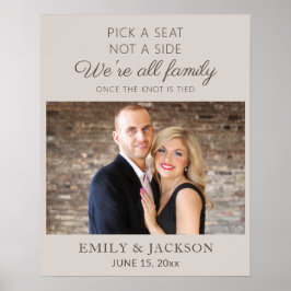 Poster Foto de casamento Cinza Neutro Escolha um Assento 